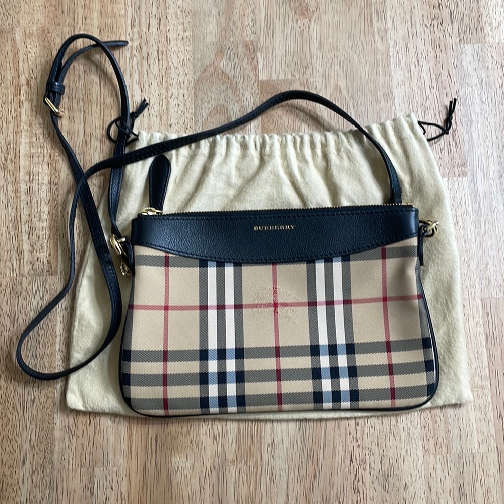 Burberry Haymarket check Peyton convertible clutch, lightly used